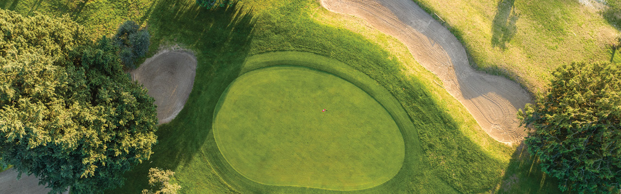 Drone view of a gold course