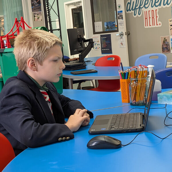 Student using a laptop for schoolwork
