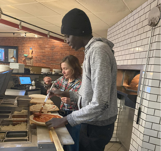 KH student spreading sauce